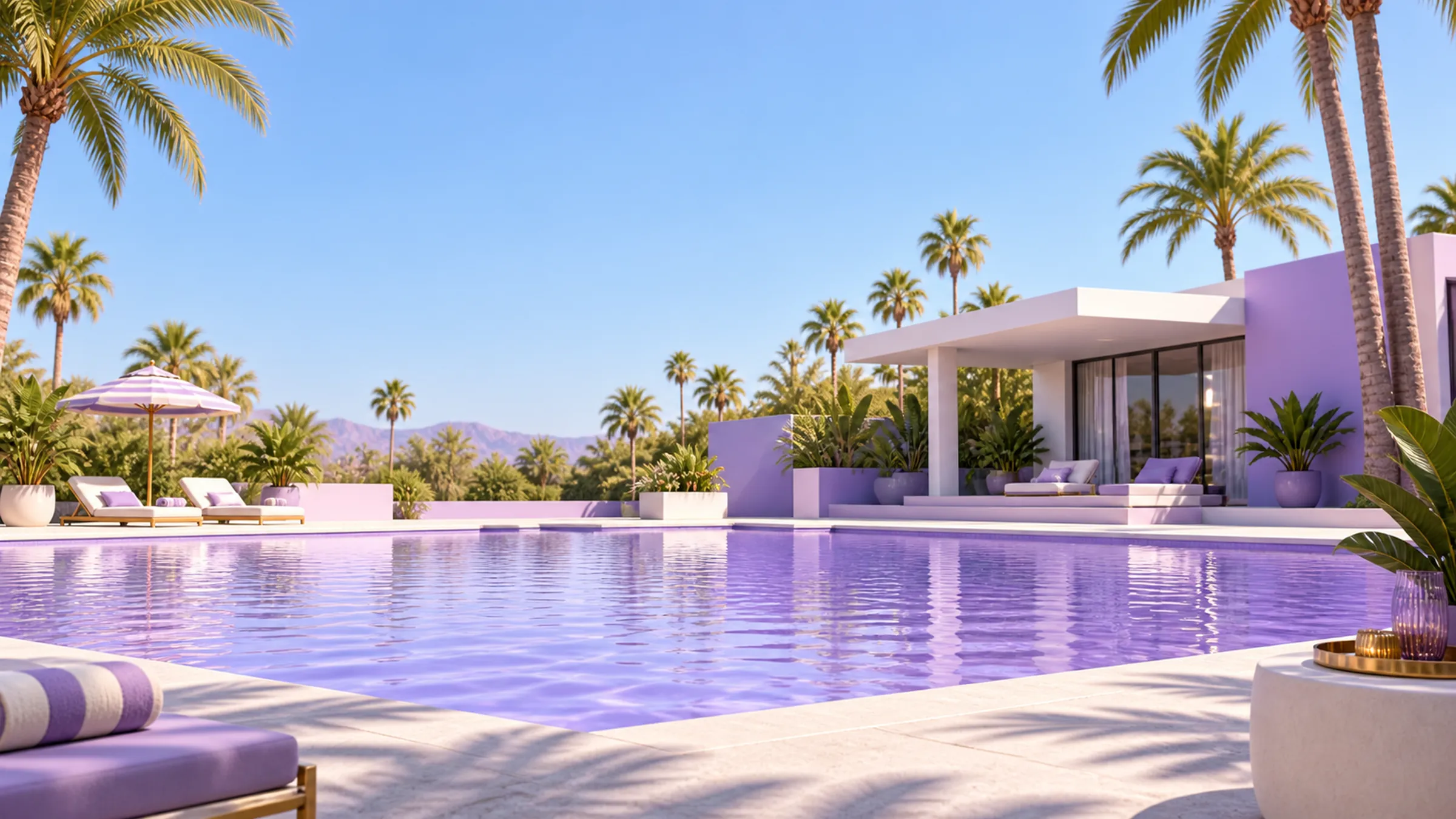 Gallery hero — infinity pool and palms under a blue sky
